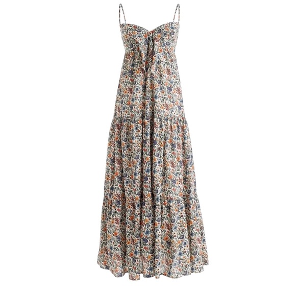J. Crew Liberty Rachel Tie Front Midi Sun Dress Floral Multi Size 4 - Picture 2 of 10